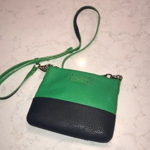 navy and green kate spade cross body